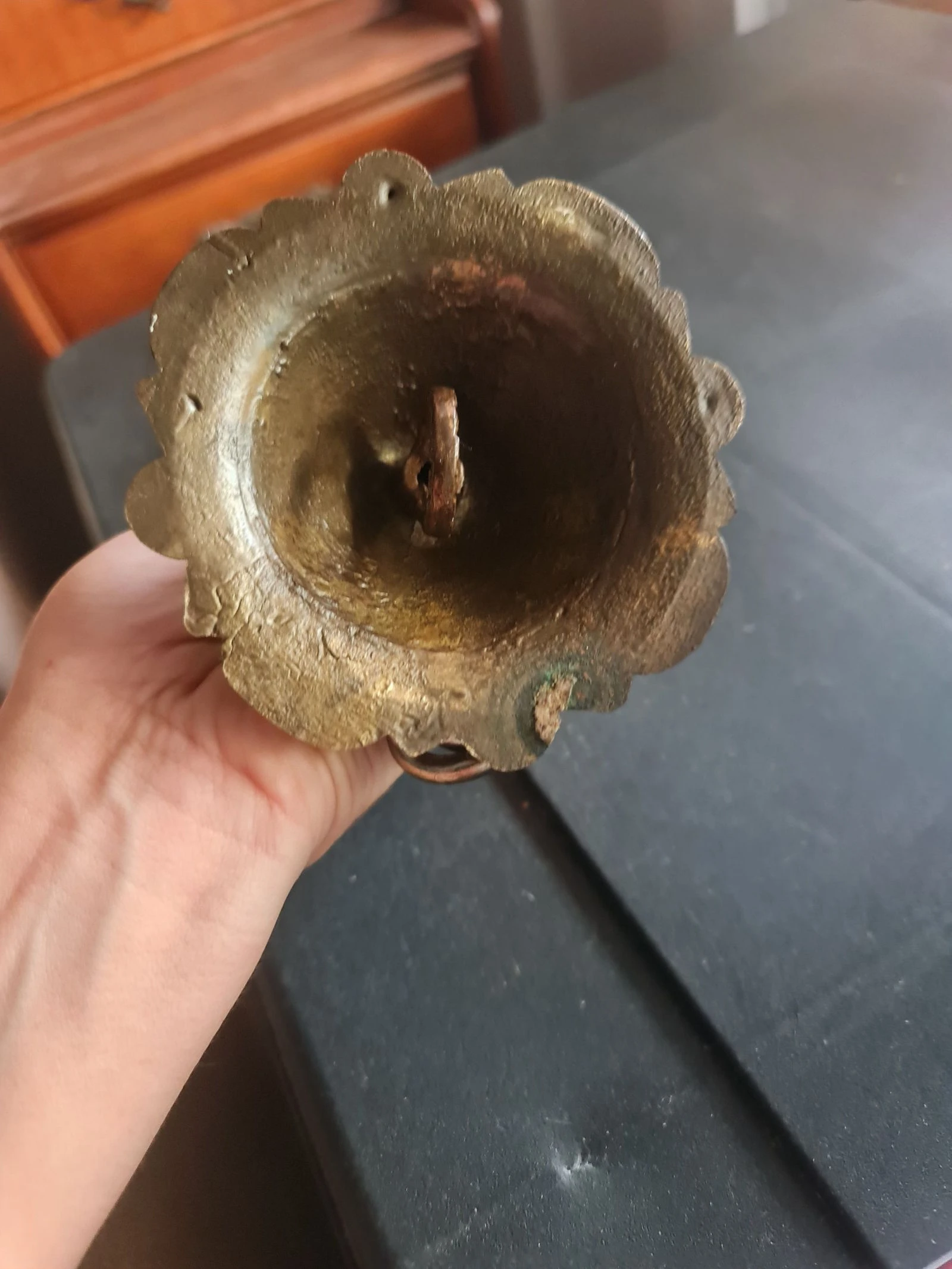 Antigo Rosetão e Corrente Original em Bronze Sólido – Estado Impecável – photo 4